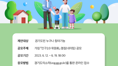 경기도 도민참여형 (가칭)인구2.0위원회 명칭 공모. 19일까지